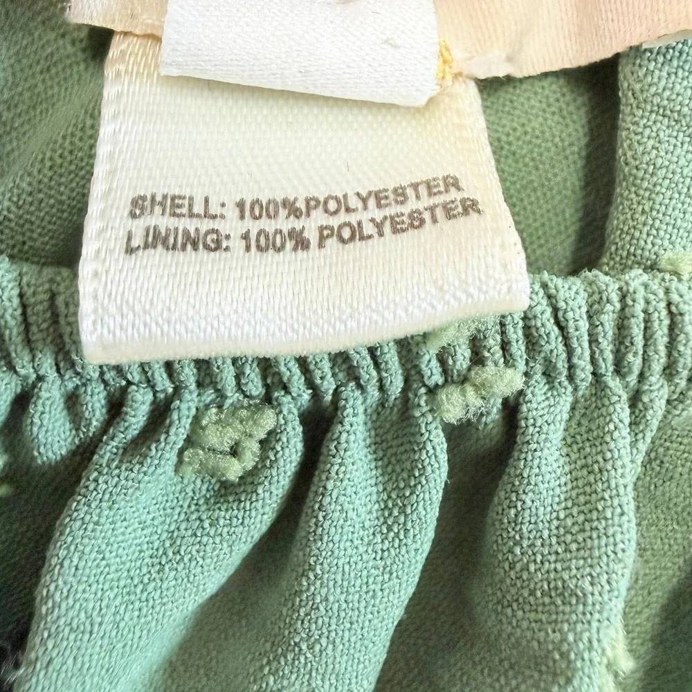 Monteau Los Angeles Jumpsuit Women's Large Sage Green Swiss Dot Wide‎ Leg Crop